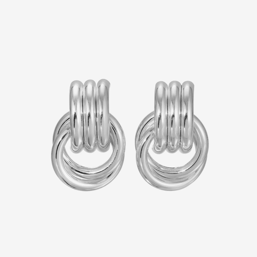 Heaven Mayhem Silver Double Knot Earrings